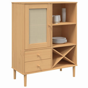 Highboard SENJA Rattan-Optik Braun 90x40x112 cm