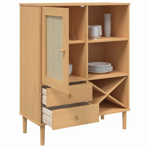 Highboard SENJA Rattan-Optik Braun 90x40x112 cm