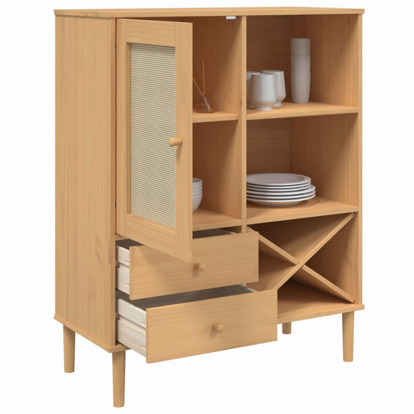 Highboard SENJA Rattan-Optik Braun 90x40x112 cm