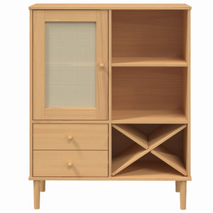 Highboard SENJA Rattan-Optik Braun 90x40x112 cm