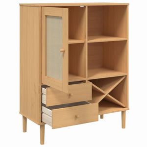 Highboard SENJA Rattan-Optik Braun 90x40x112 cm