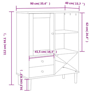Highboard SENJA Rattan-Optik Braun 90x40x112 cm