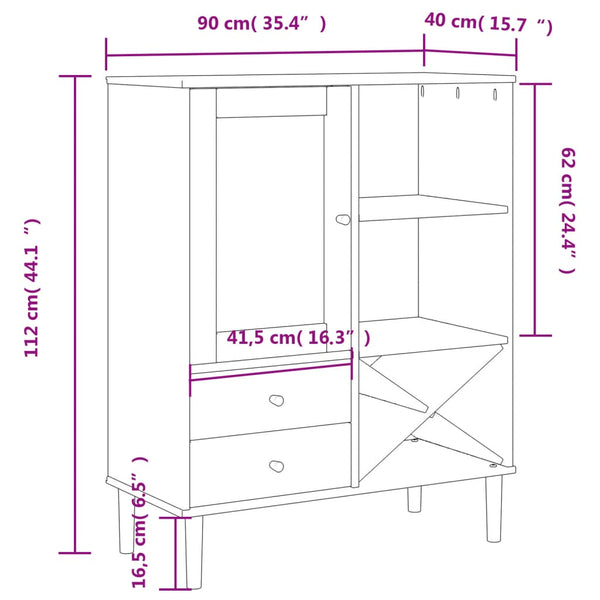 Highboard SENJA Rattan-Optik Braun 90x40x112 cm