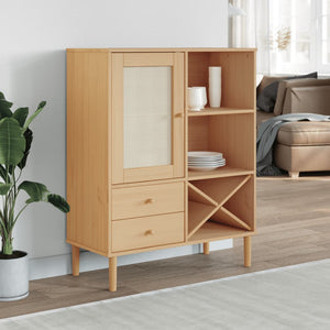 Highboard SENJA Rattan-Optik Braun 90x40x112 cm