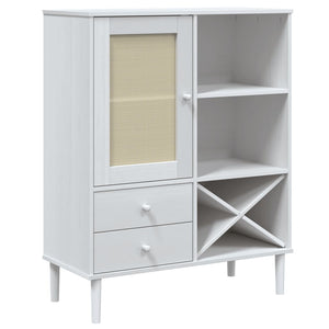 Highboard SENJA Rattan Weiß 90x40x112 cm