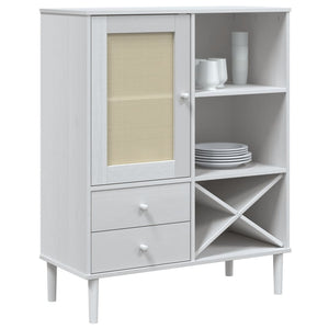 Highboard SENJA Rattan Weiß 90x40x112 cm