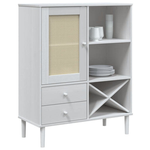 Highboard SENJA Rattan Weiß 90x40x112 cm
