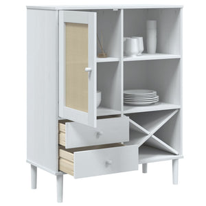 Highboard SENJA Rattan Weiß 90x40x112 cm