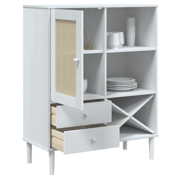 Highboard SENJA Rattan Weiß 90x40x112 cm