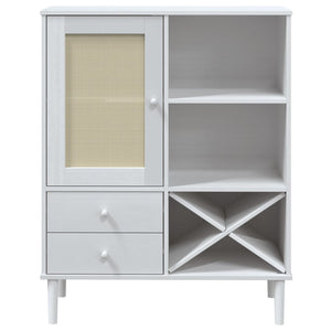 Highboard SENJA Rattan Weiß 90x40x112 cm