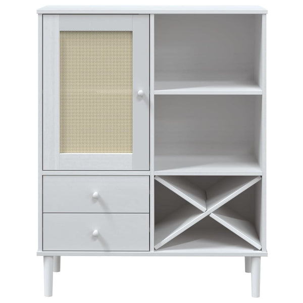 Highboard SENJA Rattan Weiß 90x40x112 cm
