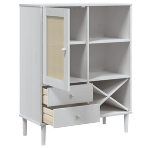 Highboard SENJA Rattan Weiß 90x40x112 cm