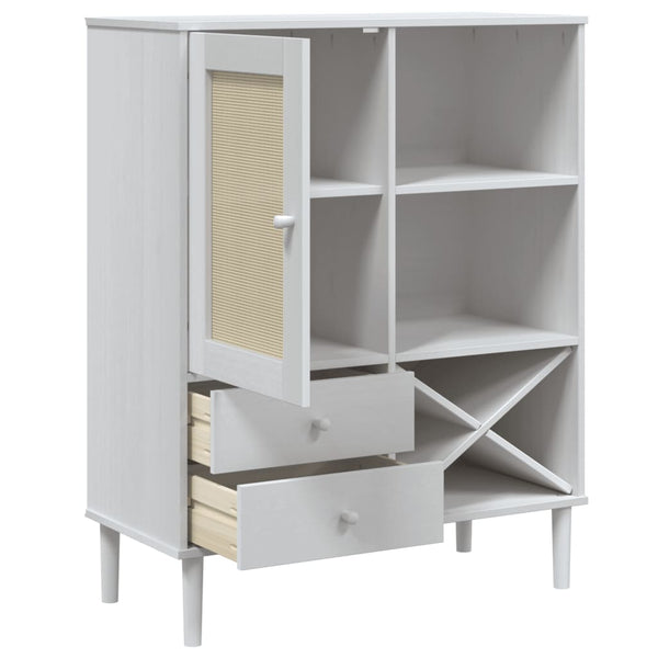 Highboard SENJA Rattan Weiß 90x40x112 cm
