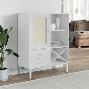 Highboard SENJA Rattan Weiß 90x40x112 cm