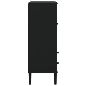Highboard SENJA Rattan Optik Schwarz 90x40x112 cm