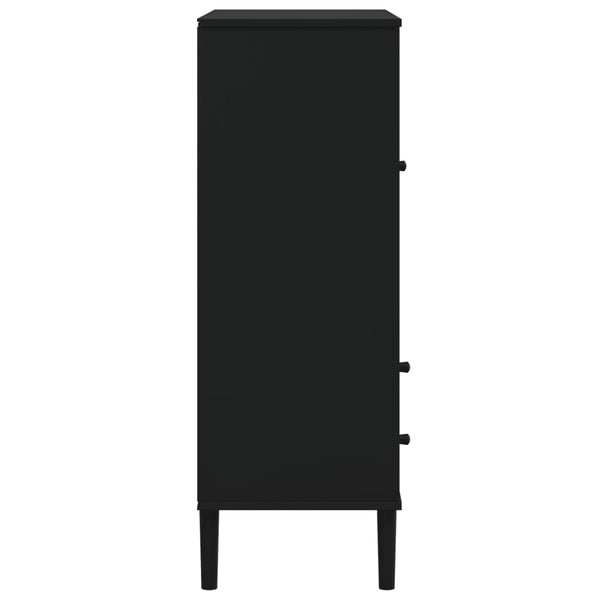 Highboard SENJA Rattan Optik Schwarz 90x40x112 cm