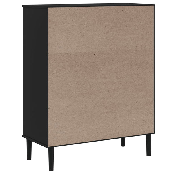 Highboard SENJA Rattan Optik Schwarz 90x40x112 cm
