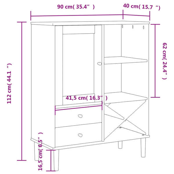 Highboard SENJA Rattan Optik Schwarz 90x40x112 cm