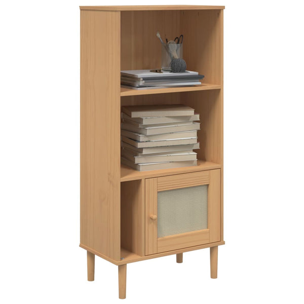 Bücherschrank SENJA Rattan-Look Braun Kiefer
