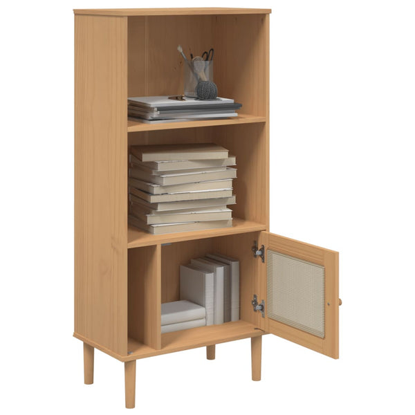 Bücherschrank SENJA Rattan-Look Braun Kiefer