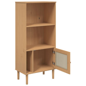 Bücherschrank SENJA Rattan-Look Braun Kiefer
