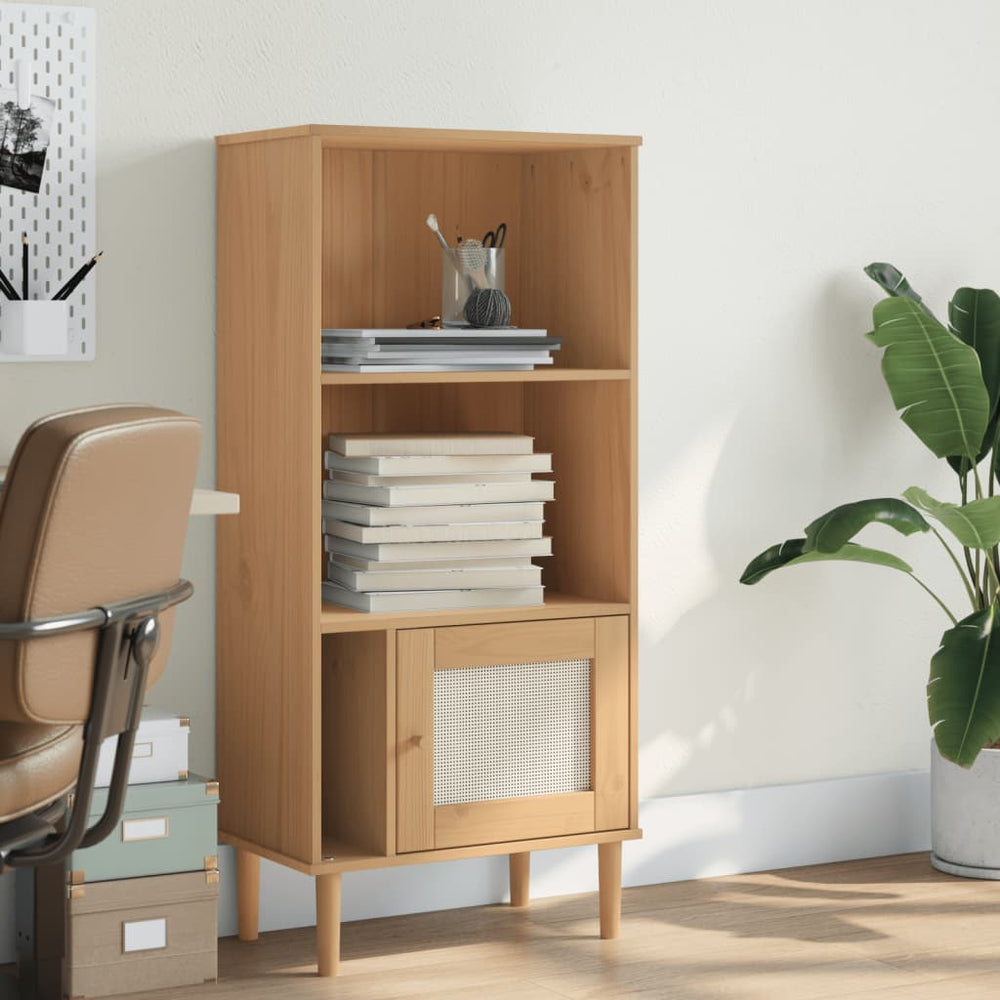 Bücherschrank SENJA Rattan-Look Braun Kiefer