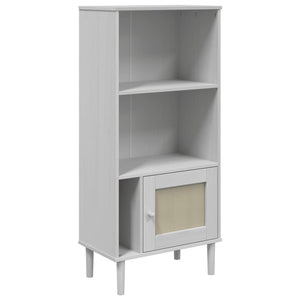 Bücherschrank SENJA Weiß Rattan-Look Kiefer 60x130cm
