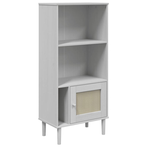 Bücherschrank SENJA Weiß Rattan-Look Kiefer 60x130cm
