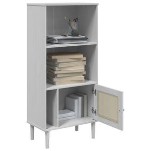 Bücherschrank SENJA Weiß Rattan-Look Kiefer 60x130cm