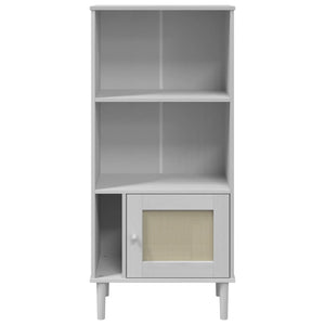 Bücherschrank SENJA Weiß Rattan-Look Kiefer 60x130cm