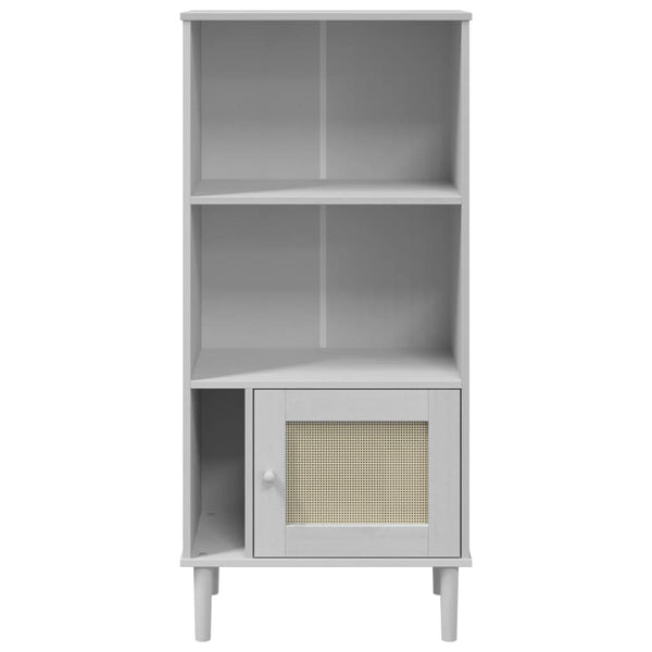 Bücherschrank SENJA Weiß Rattan-Look Kiefer 60x130cm