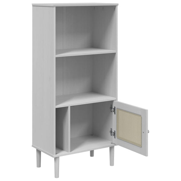 Bücherschrank SENJA Weiß Rattan-Look Kiefer 60x130cm
