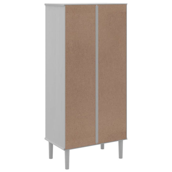 Bücherschrank SENJA Weiß Rattan-Look Kiefer 60x130cm