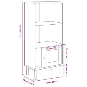 Bücherschrank SENJA Weiß Rattan-Look Kiefer 60x130cm