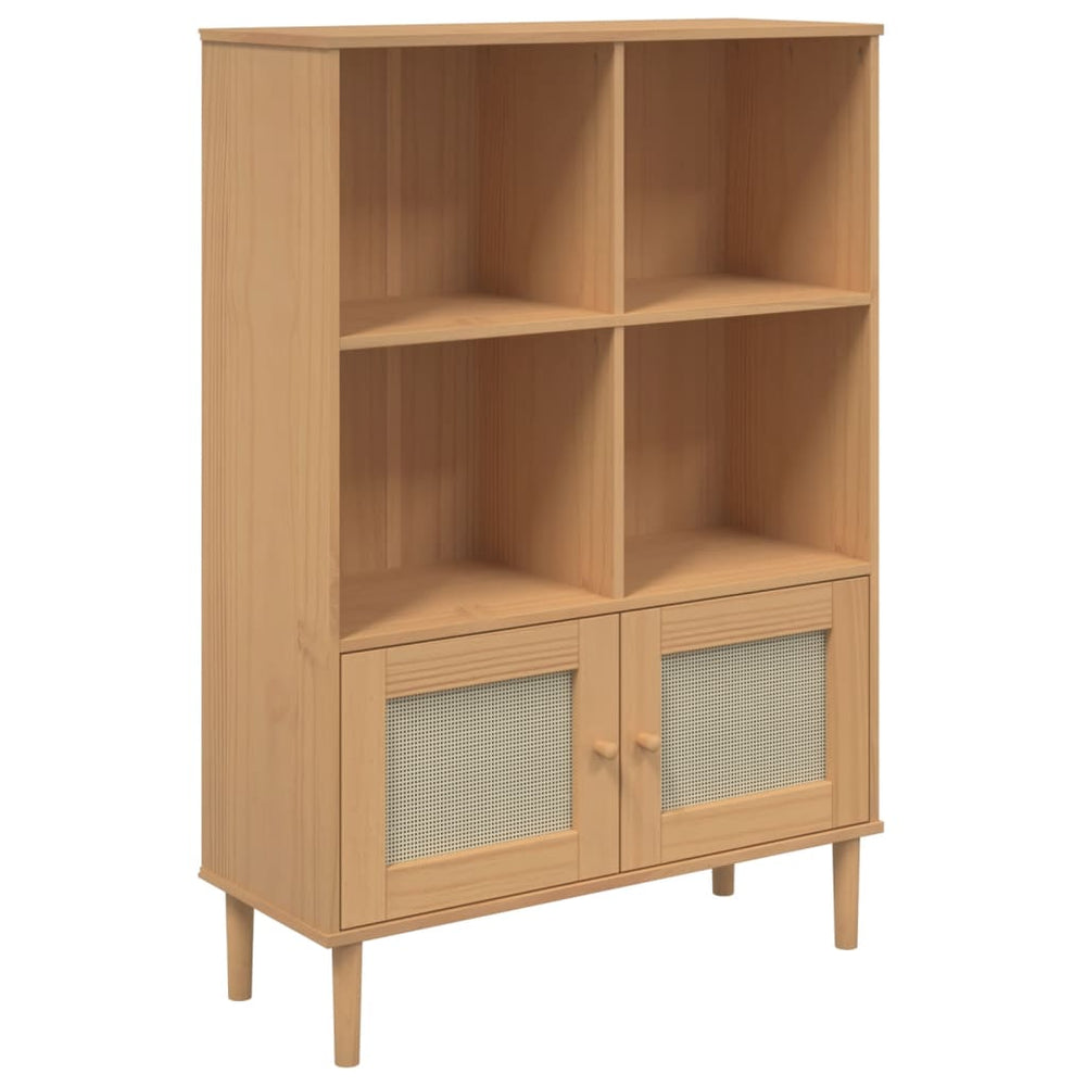 Bücherschrank SENJA Braun Rattan-Look Kiefer 90x130cm