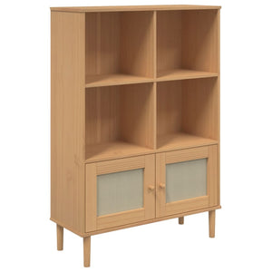 vidaXL Bibliothèque SENJA aspect rotin Marron 90x35x130 cm Bois de pin