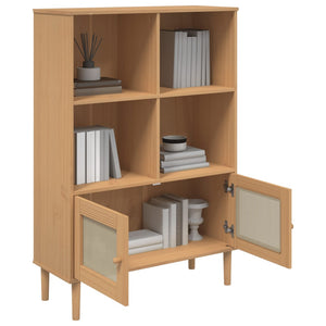 vidaXL Bibliothèque SENJA aspect rotin Marron 90x35x130 cm Bois de pin