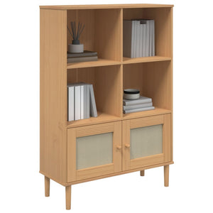 vidaXL Bibliothèque SENJA aspect rotin Marron 90x35x130 cm Bois de pin