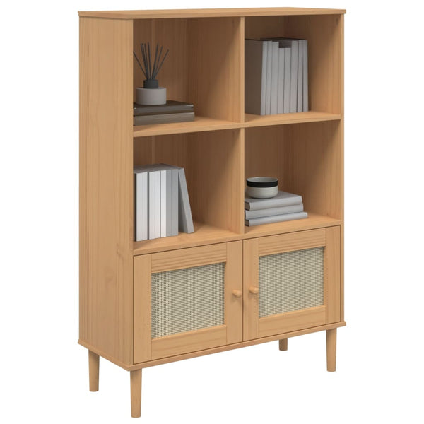 vidaXL Bibliothèque SENJA aspect rotin Marron 90x35x130 cm Bois de pin