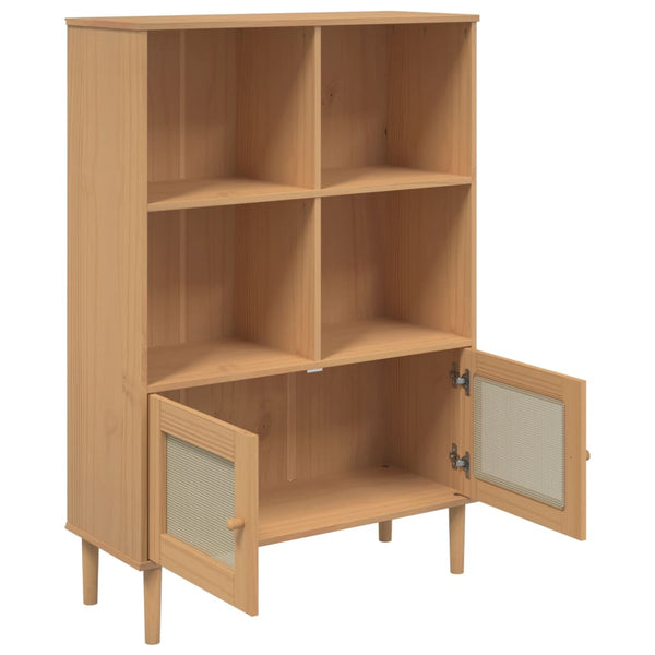 vidaXL Bibliothèque SENJA aspect rotin Marron 90x35x130 cm Bois de pin