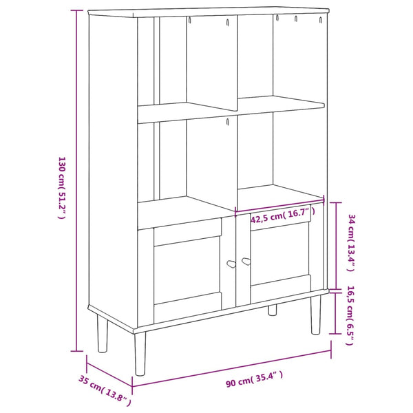 vidaXL Bibliothèque SENJA aspect rotin Marron 90x35x130 cm Bois de pin