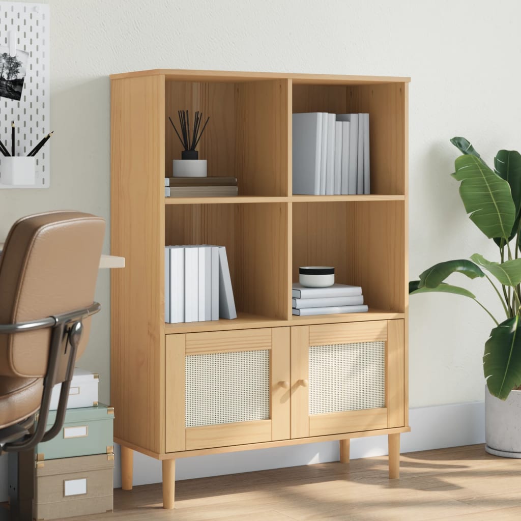 vidaXL Bibliothèque SENJA aspect rotin Marron 90x35x130 cm Bois de pin