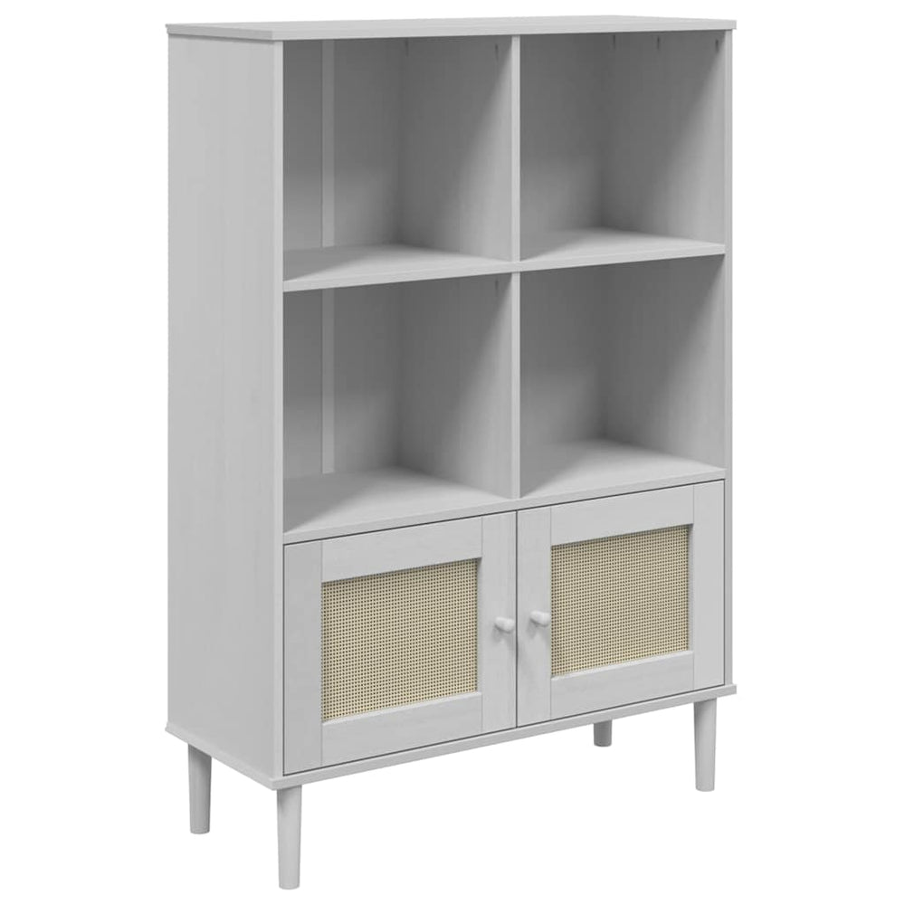 Bücherschrank SENJA Weiß Kiefer Rattan-Look