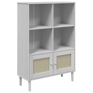 Bücherschrank SENJA Weiß Kiefer Rattan-Look