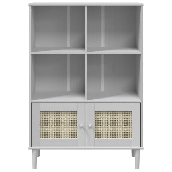 Bücherschrank SENJA Weiß Kiefer Rattan-Look