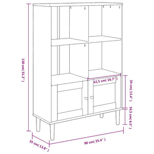 Bücherschrank SENJA Weiß Kiefer Rattan-Look