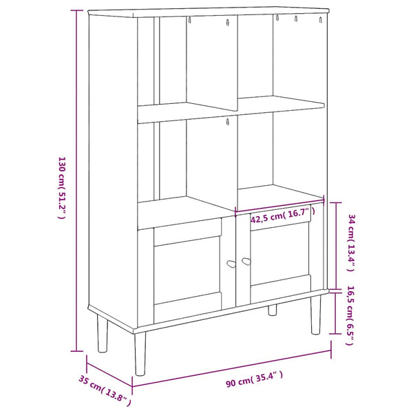 Bücherschrank SENJA Weiß Kiefer Rattan-Look
