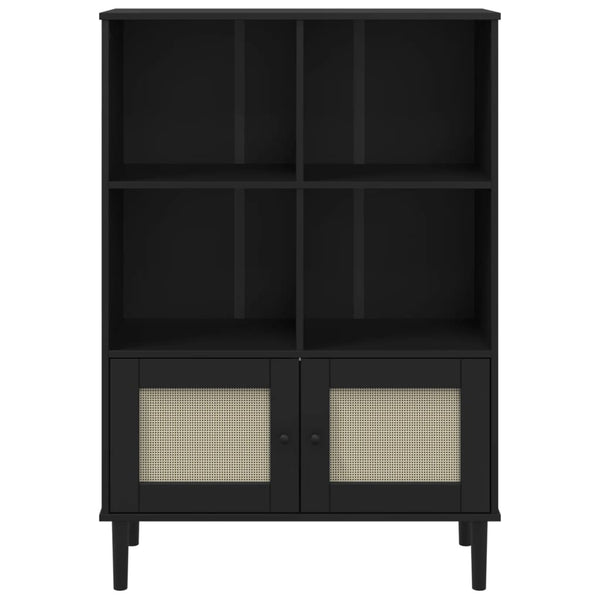 Bücherschrank Schwarz Rattan-Look 90x130cm