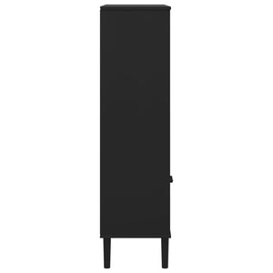 Bücherschrank Schwarz Rattan-Look 90x130cm