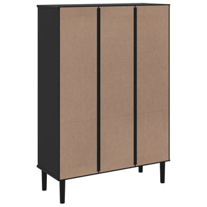 Bücherschrank Schwarz Rattan-Look 90x130cm